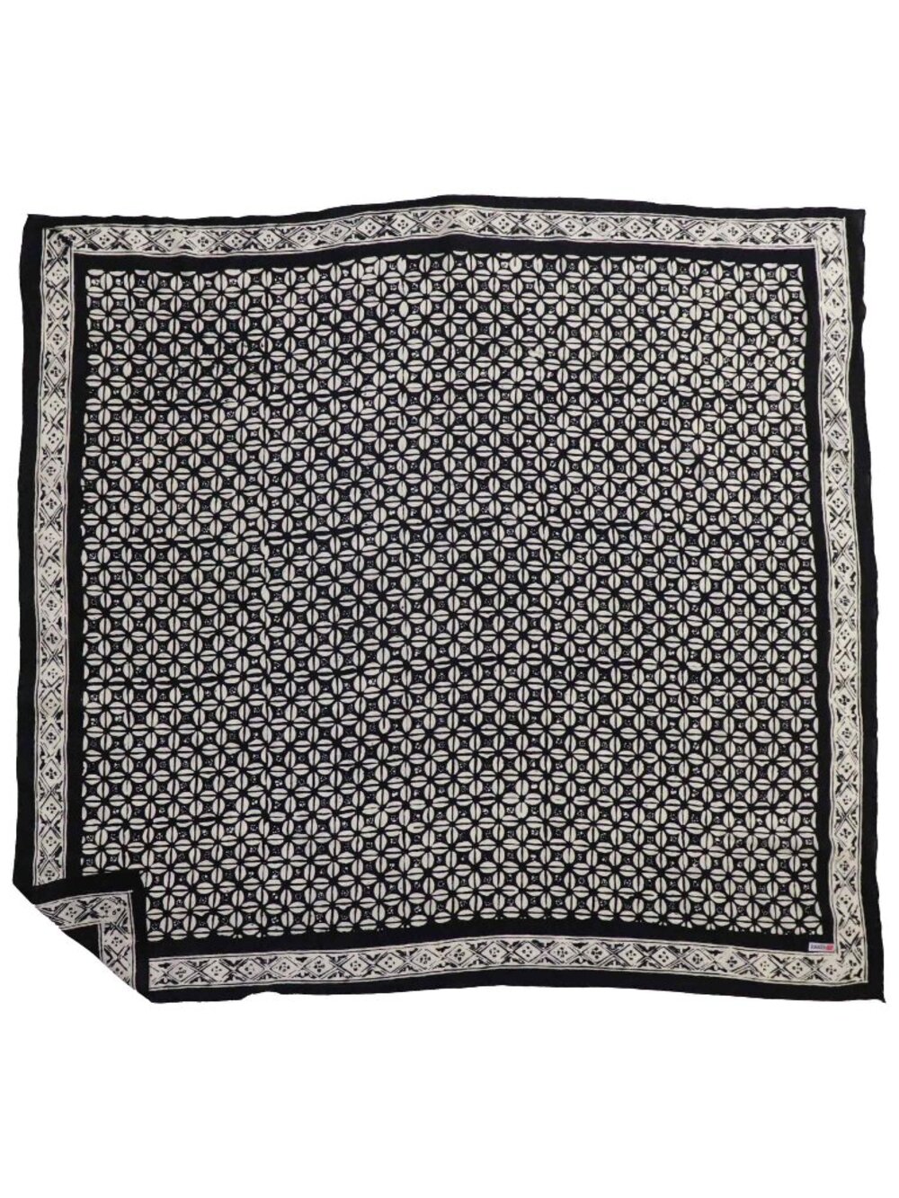 Large 39 inch Batik Bandana Horn Beetle Black White Wild Rag XL